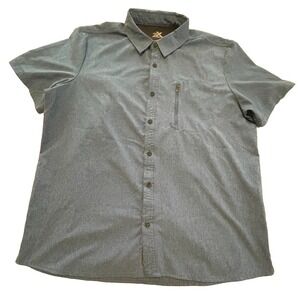 Zero Exposure Travel Series Short Sleeve Button Up Shirt Men's X-LARGE Blue